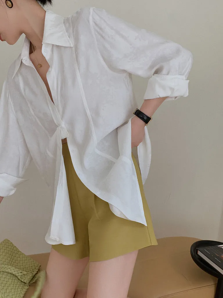 Relaxed Tailored Long Shirt in White
