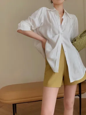Relaxed Tailored Long Shirt in White