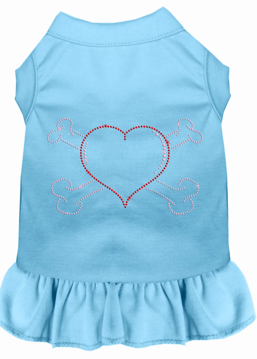 Rhinestone Heart And Crossbones Dress Baby Blue Xxxl