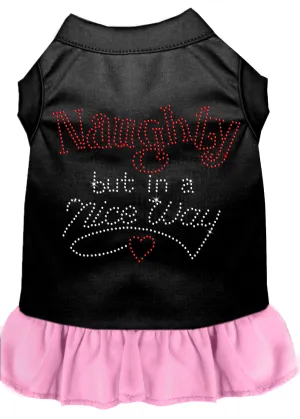 Rhinestone Naughty But In A Nice Way Dress Black With Light Pink Xs