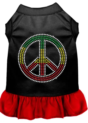 Rhinestone Rasta Peace Dress Black With Red Xl