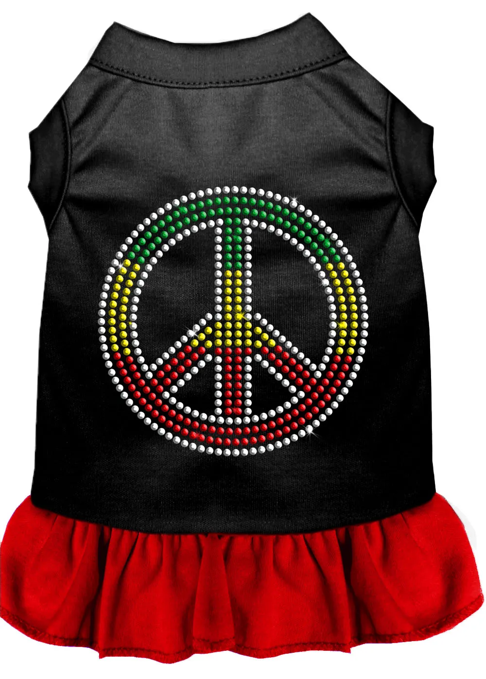 Rhinestone Rasta Peace Dress Black With Red Xl