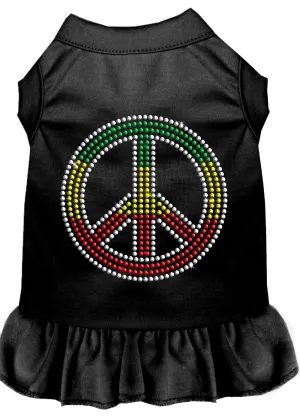 Rhinestone Rasta Peace Dress Black Xxxl