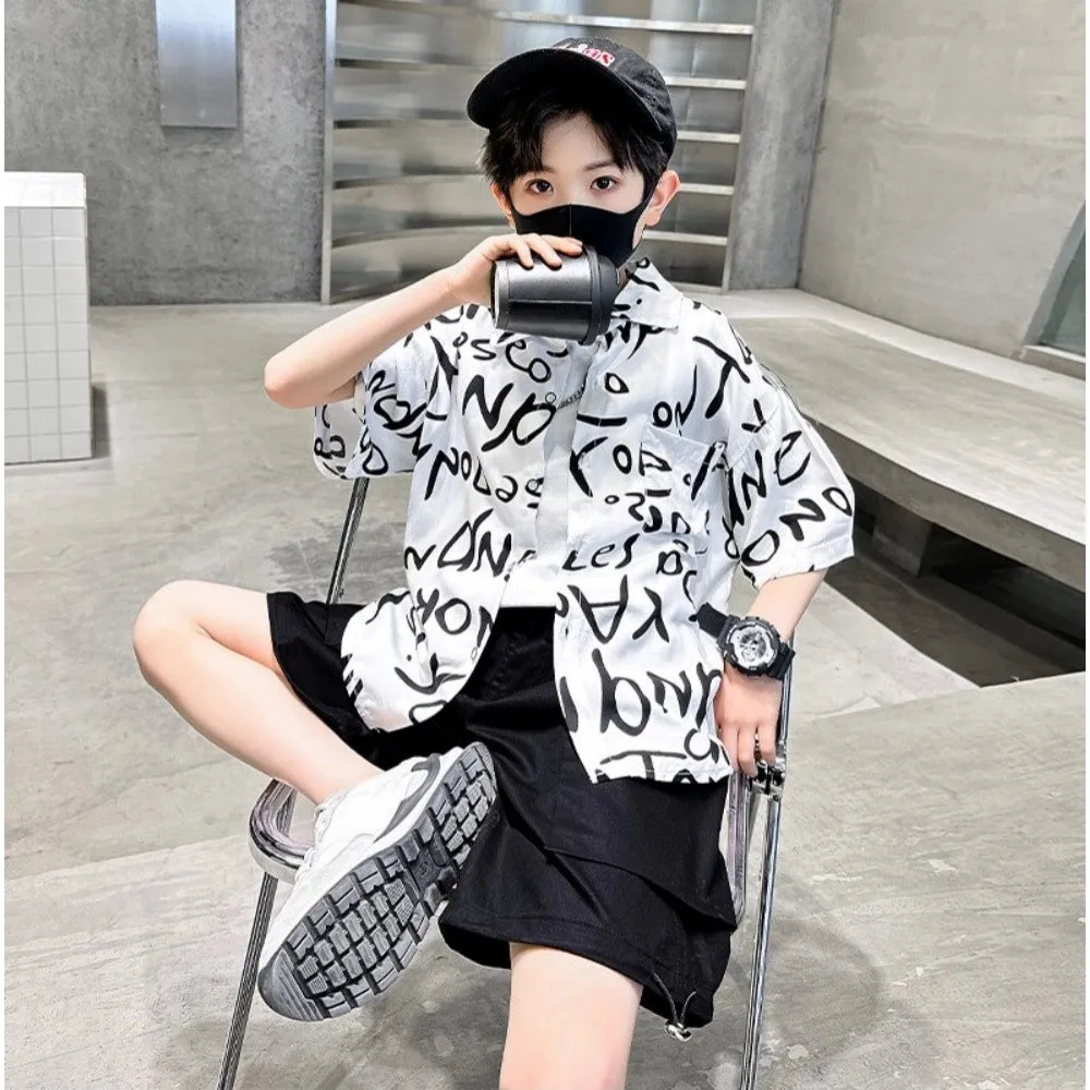 Sensational Kid's Lycra Printed Casual wear Shirt And Shorts Set