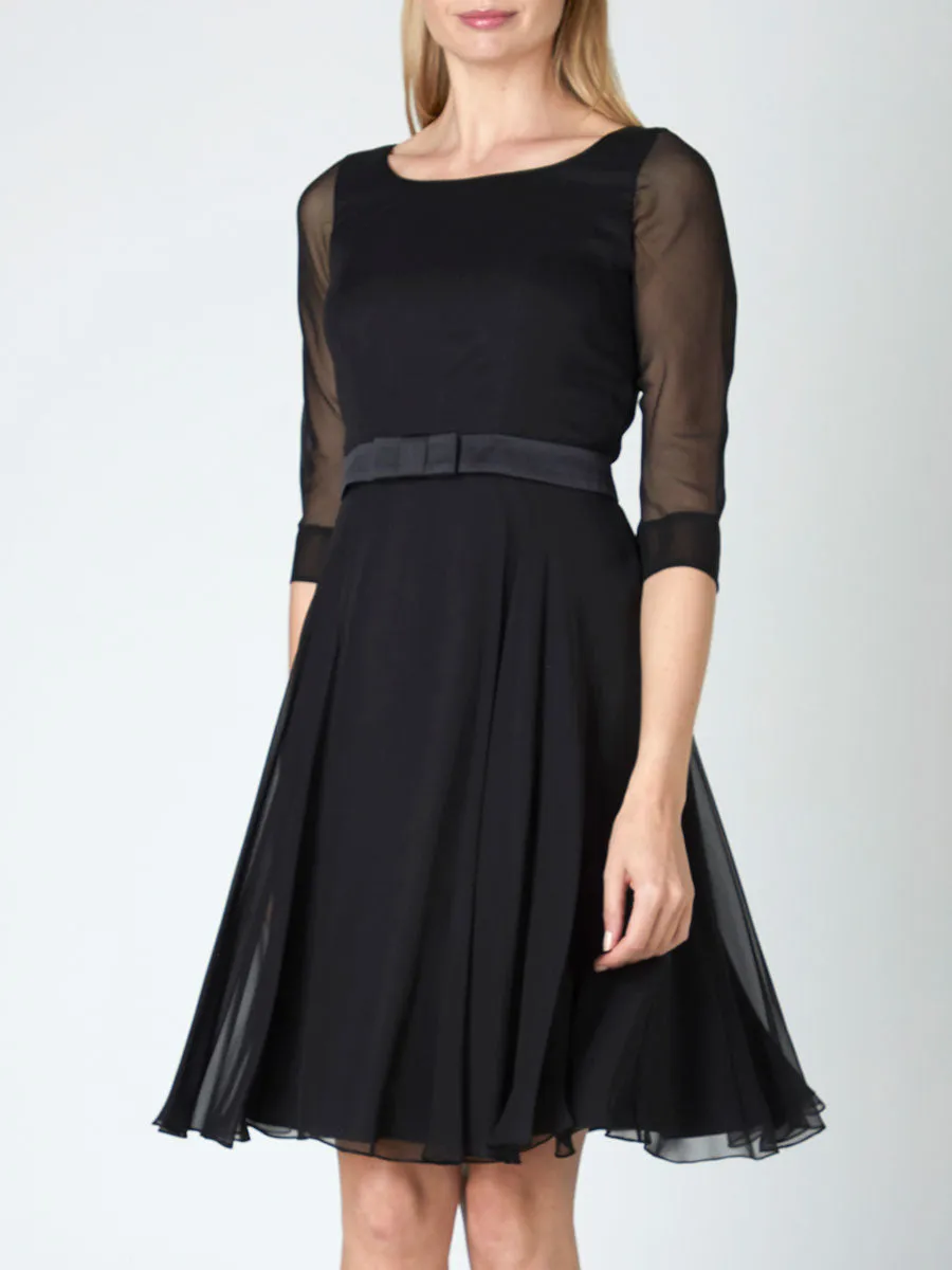Serena Circle Dress Black Georgette Silk Georgette