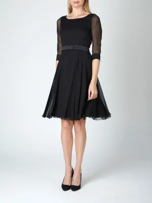 Serena Circle Dress Black Georgette Silk Georgette