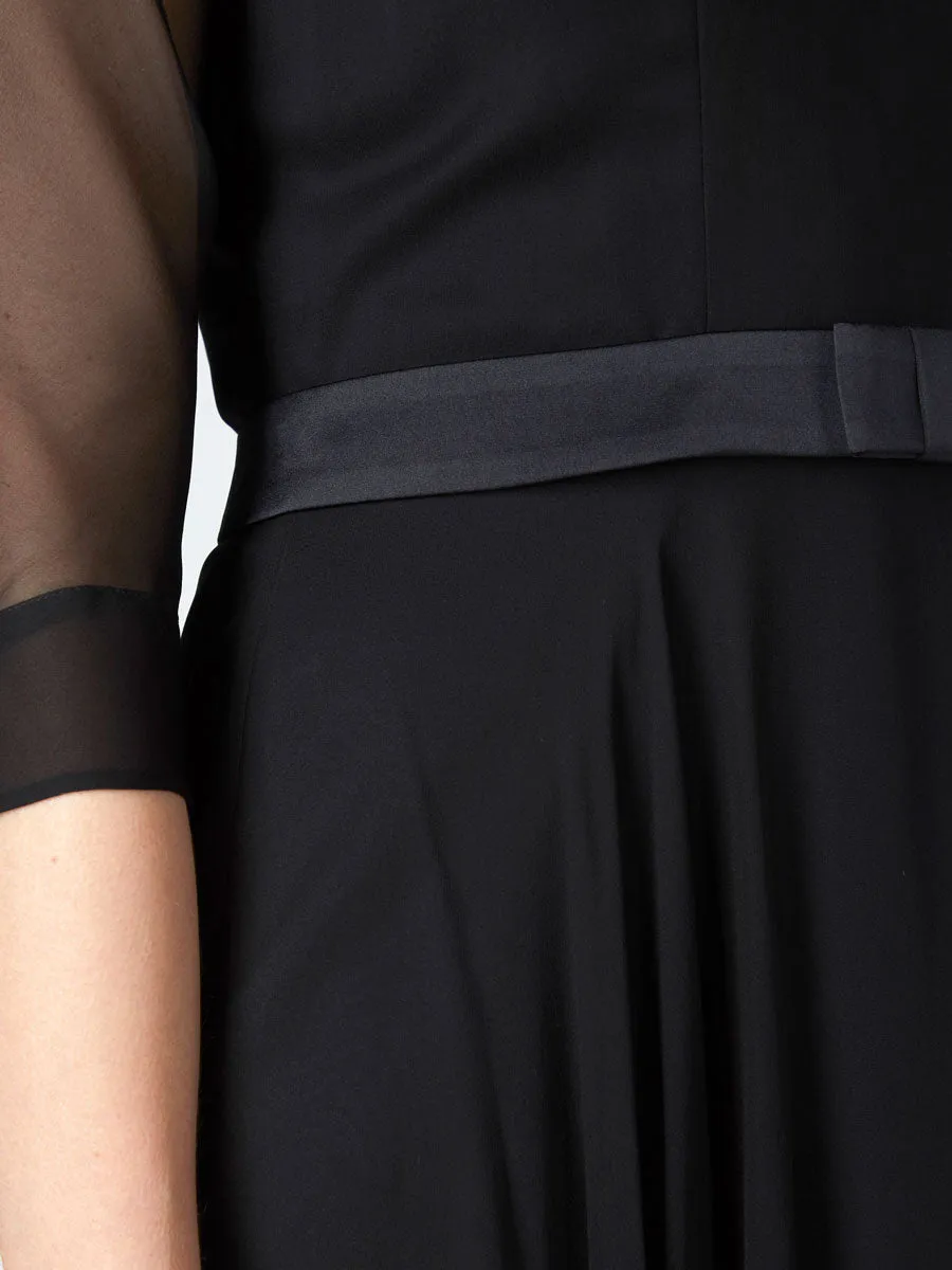 Serena Circle Dress Black Georgette Silk Georgette