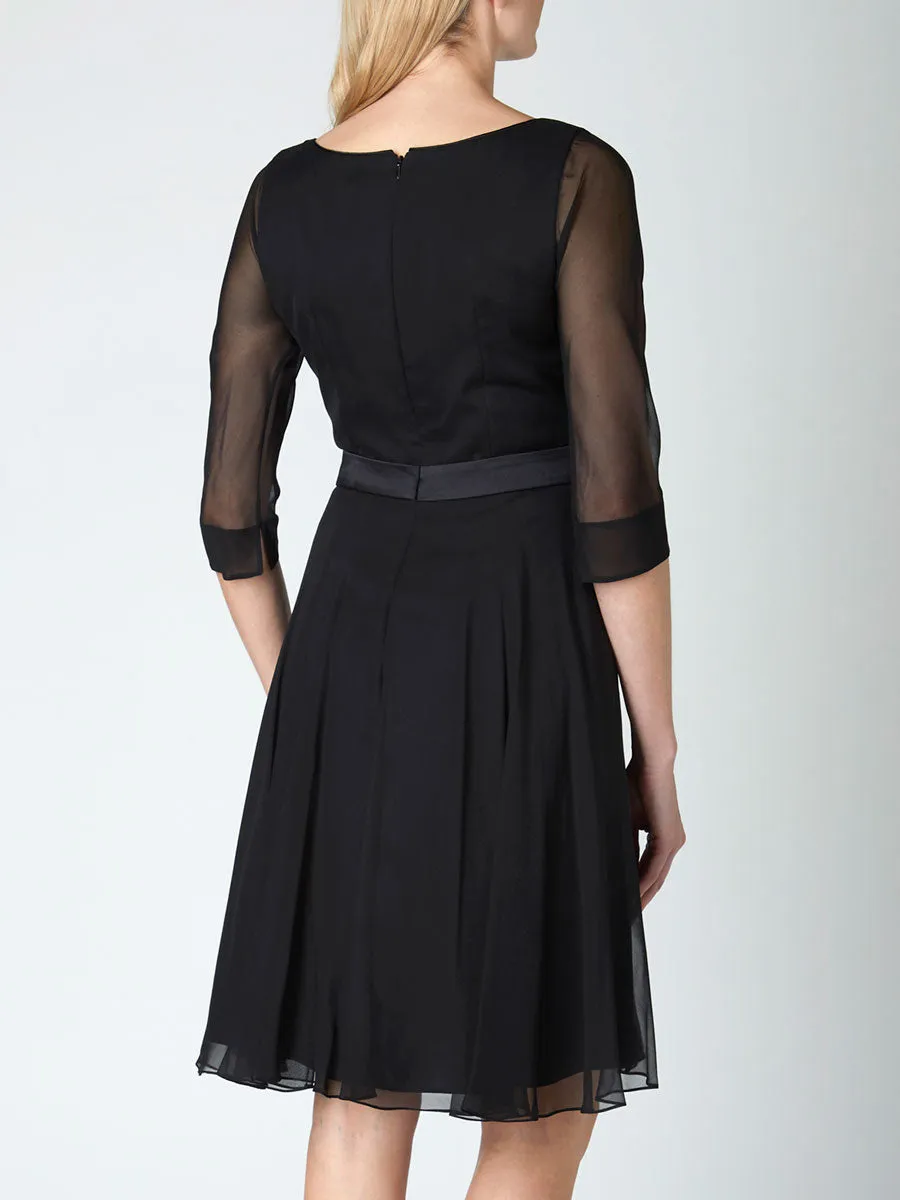 Serena Circle Dress Black Georgette Silk Georgette