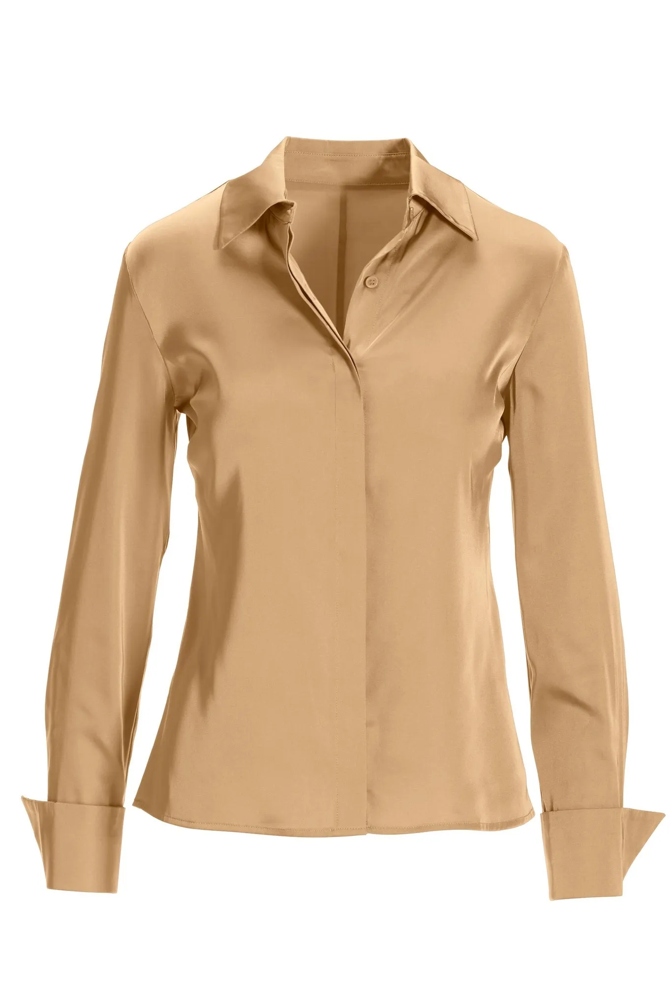 Sophia Button Up Charmeuse Blouse 2AM90 Champagne