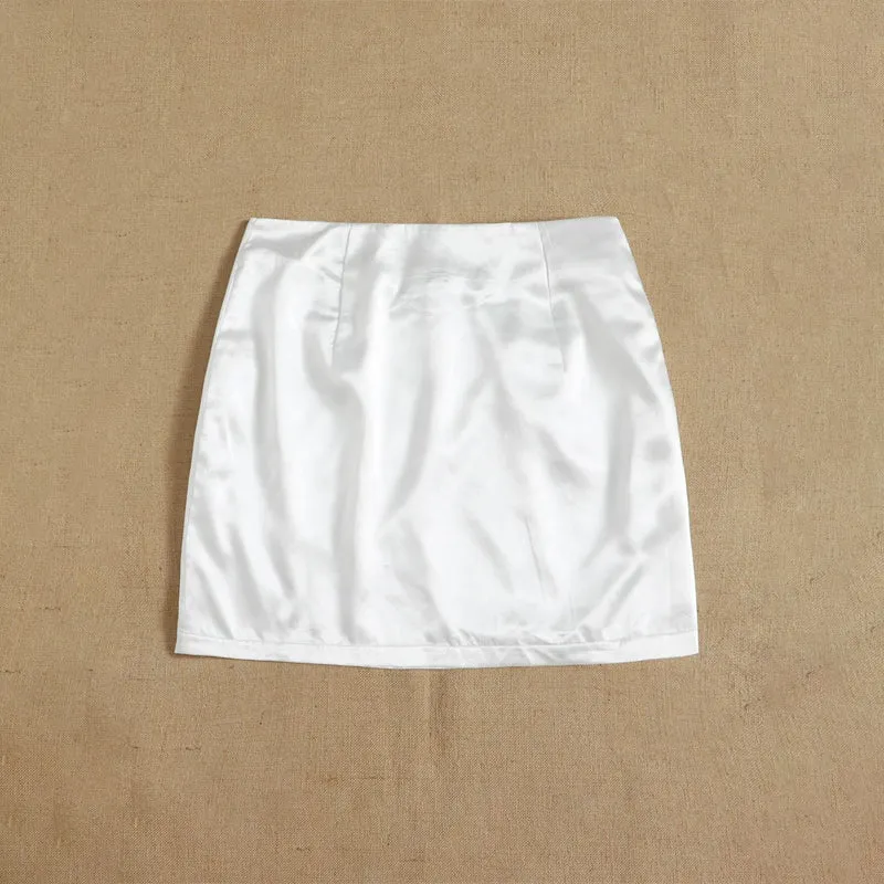 Split Hem Satin Skirt