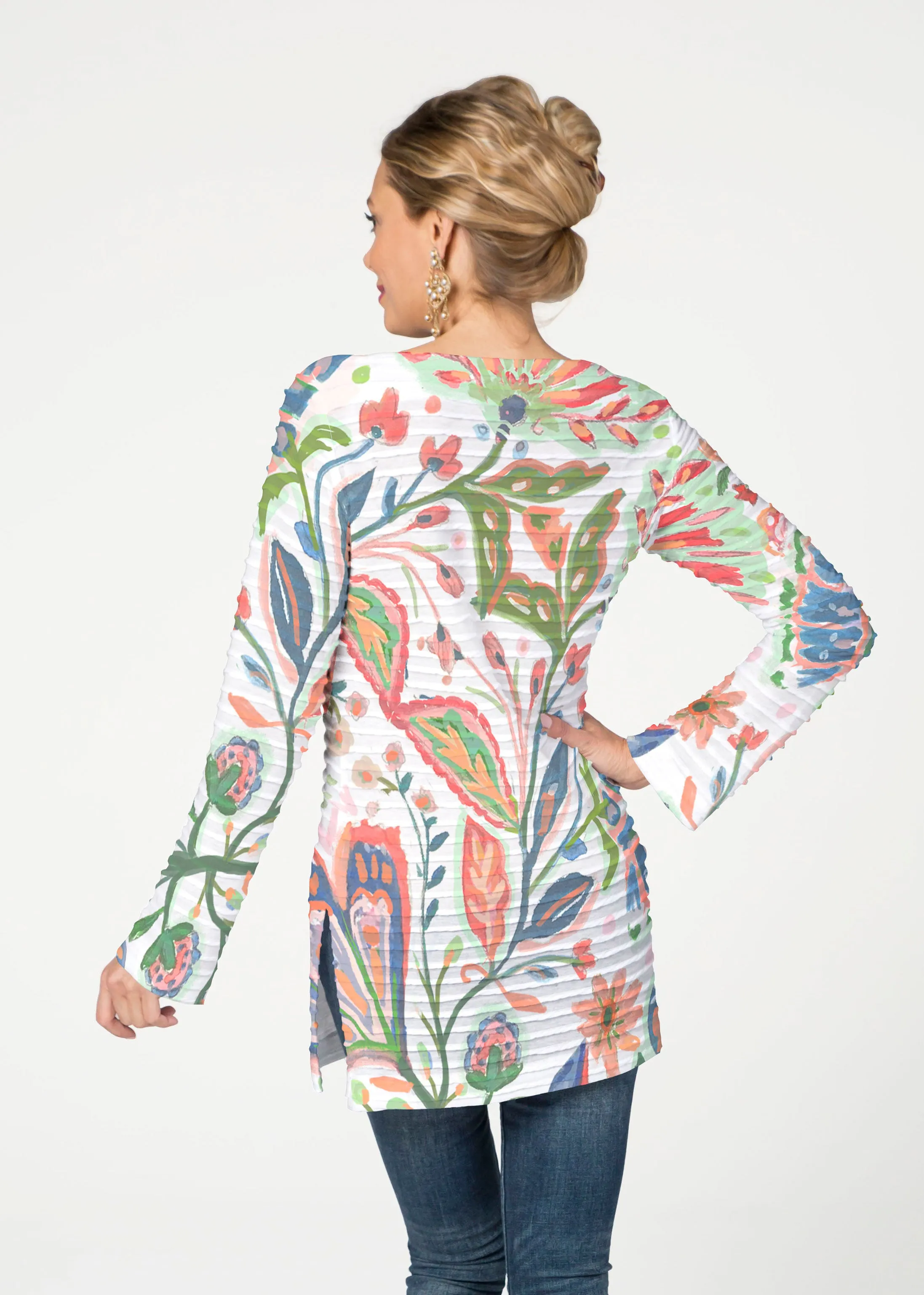 Spring Fantasy Pink  (17225) ~ Banded Boatneck Tunic