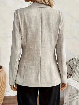 Stijlvolle abrikooskleurige blazer voor dames, afslankend, ontwerp met één knoop