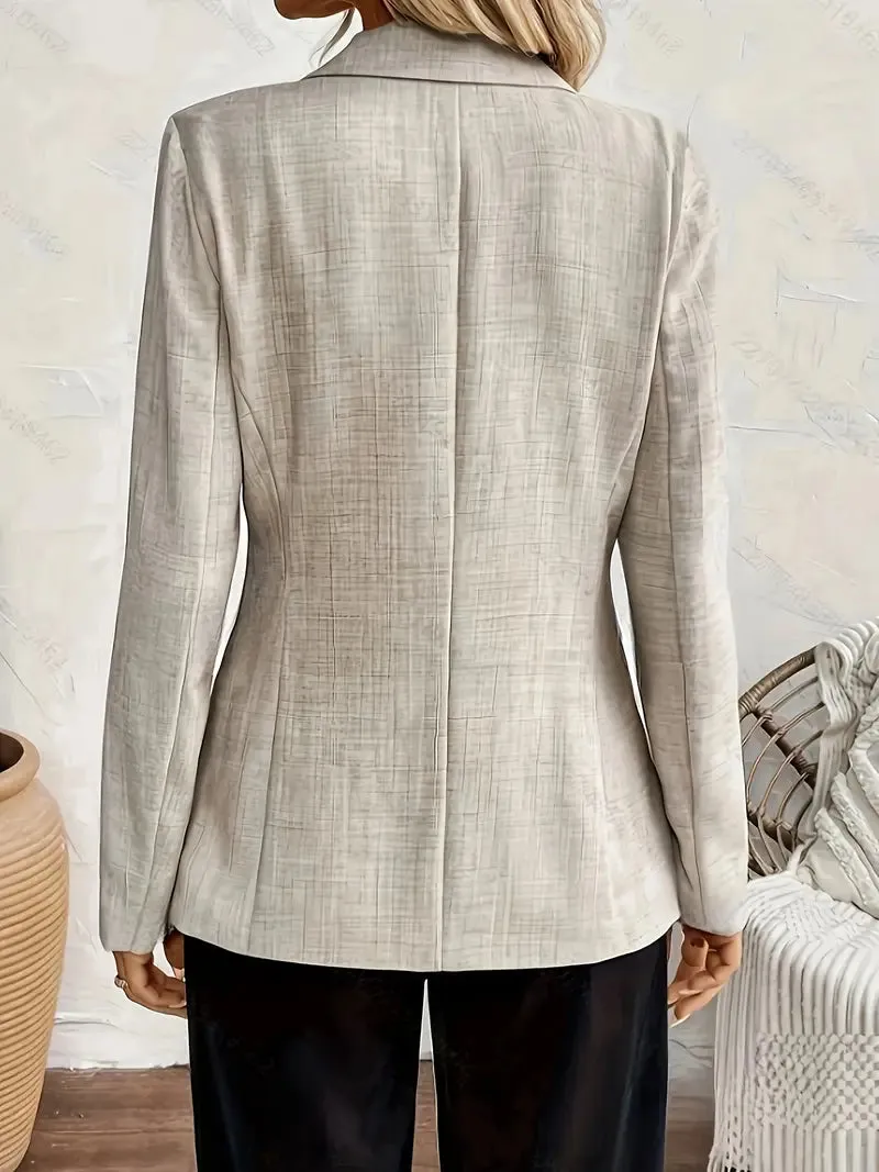Stijlvolle abrikooskleurige blazer voor dames, afslankend, ontwerp met één knoop
