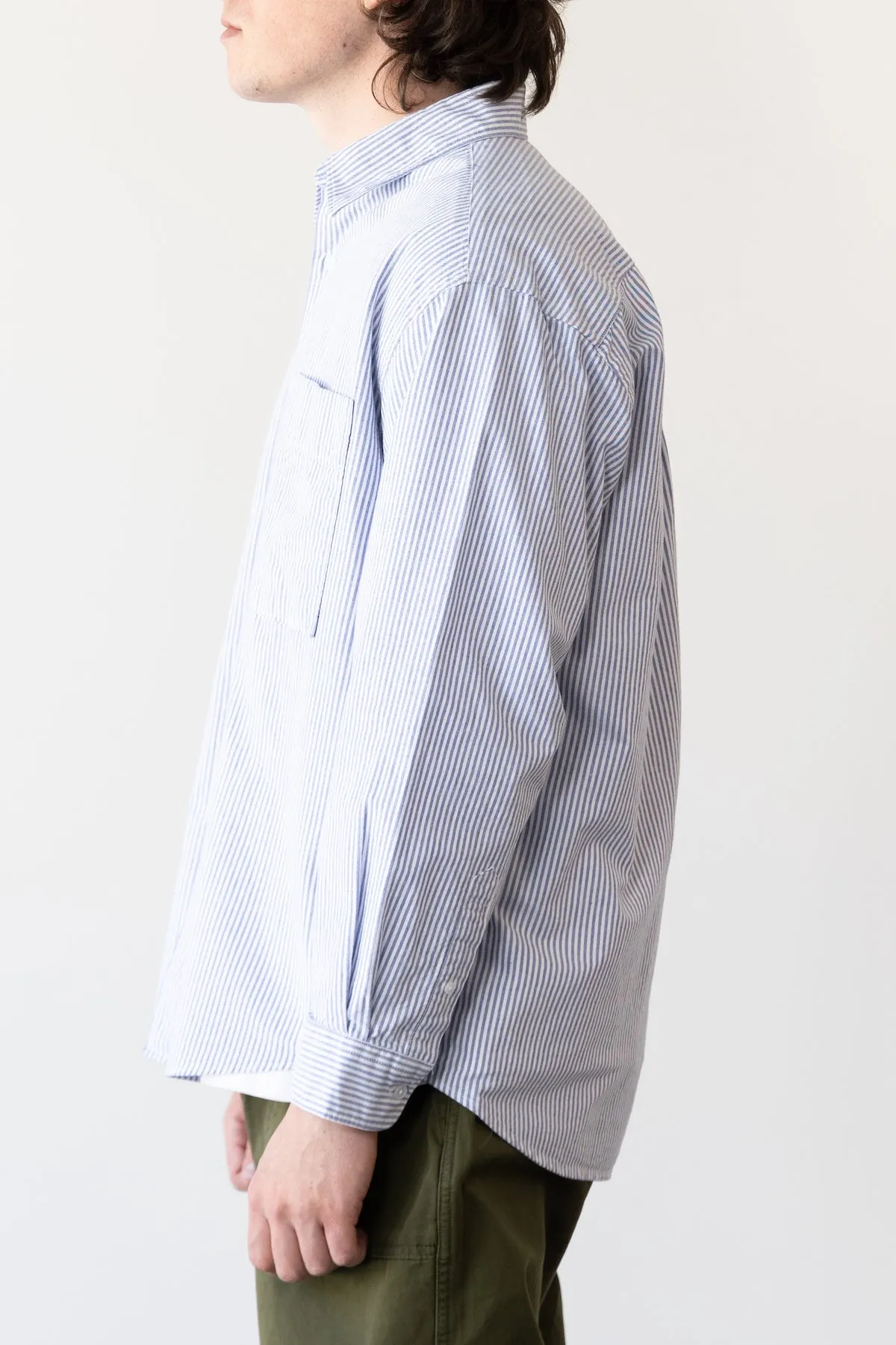 Stripe Cotton Relaxed Shirt - Blue