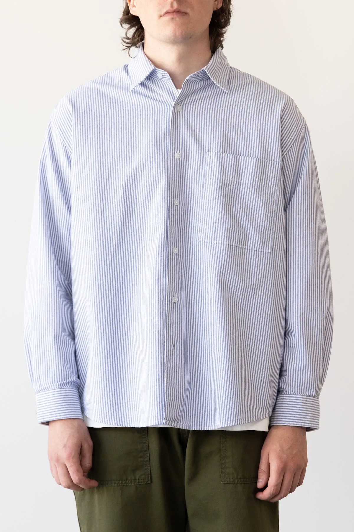 Stripe Cotton Relaxed Shirt - Blue