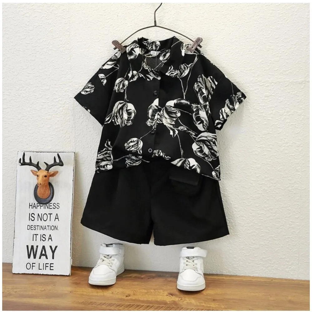 Stylish Kid's Lycra Printed Casual wear Shirt And Shorts Set