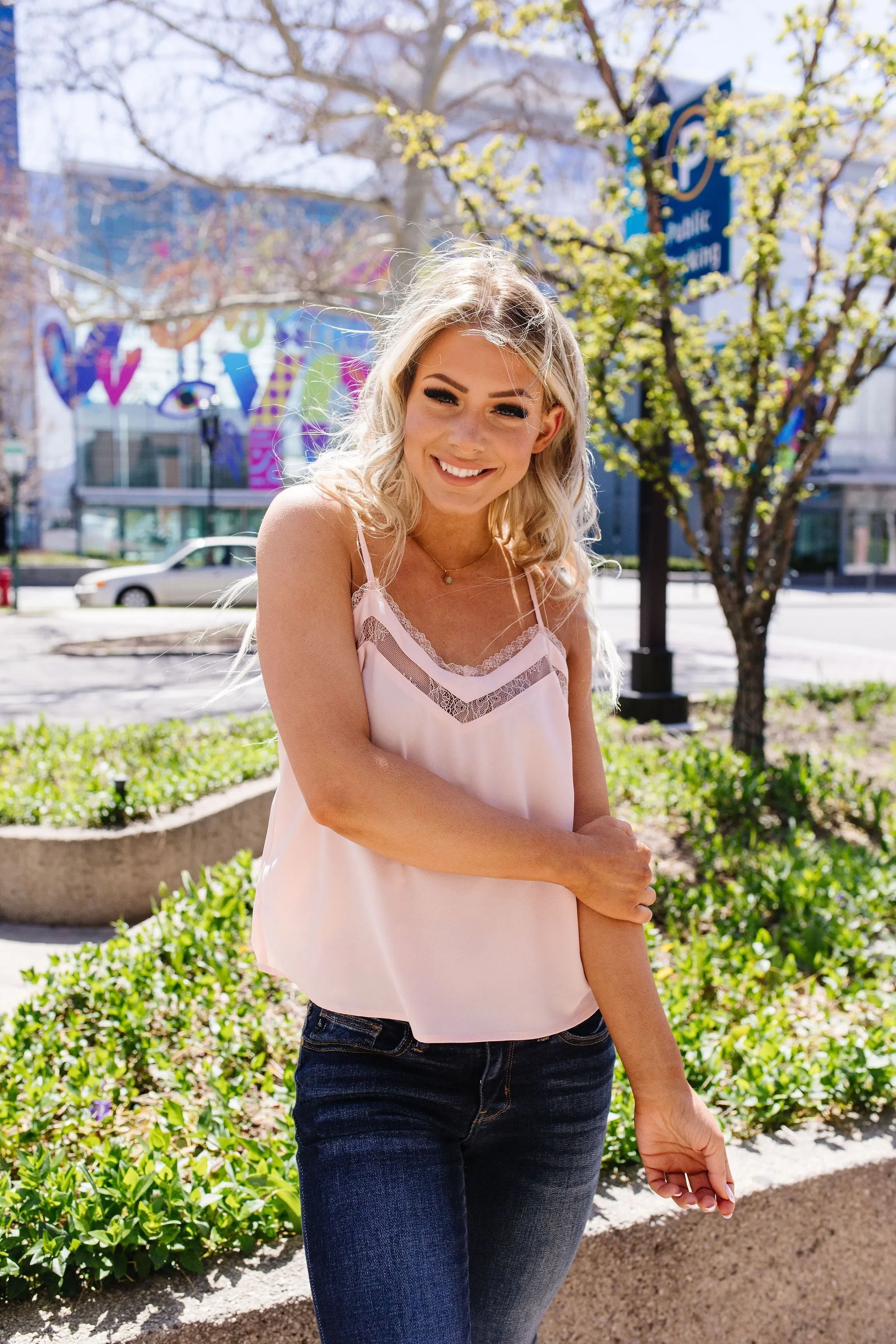 The Lace Escape Cami In Blush
