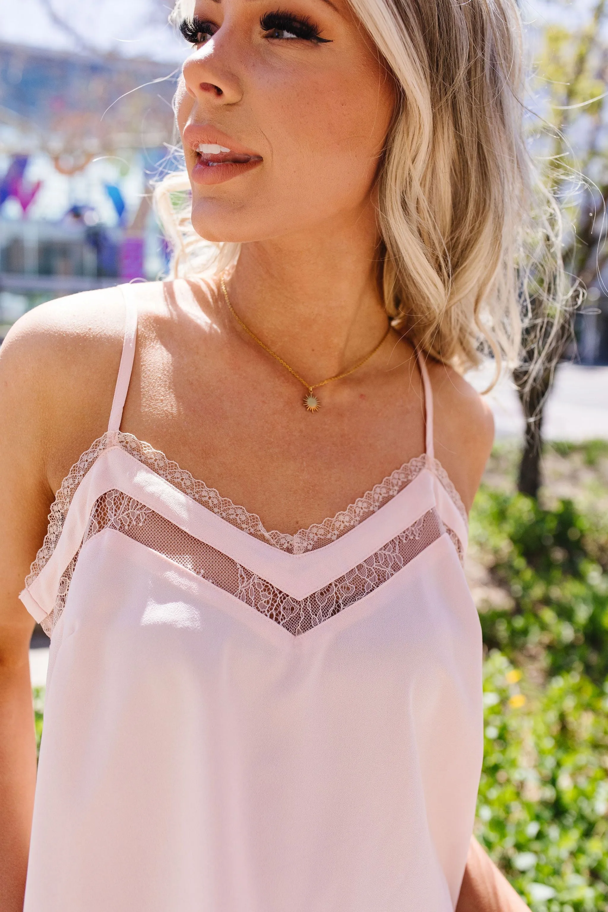 The Lace Escape Cami In Blush
