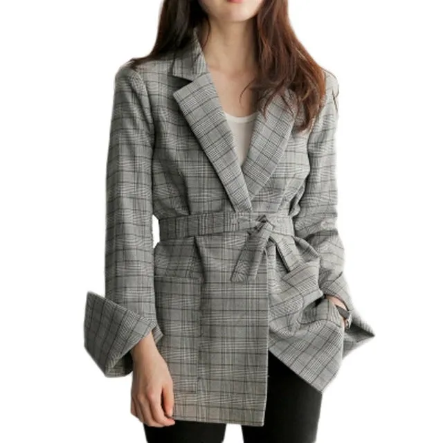 Tie Me Up Plaid Blazer