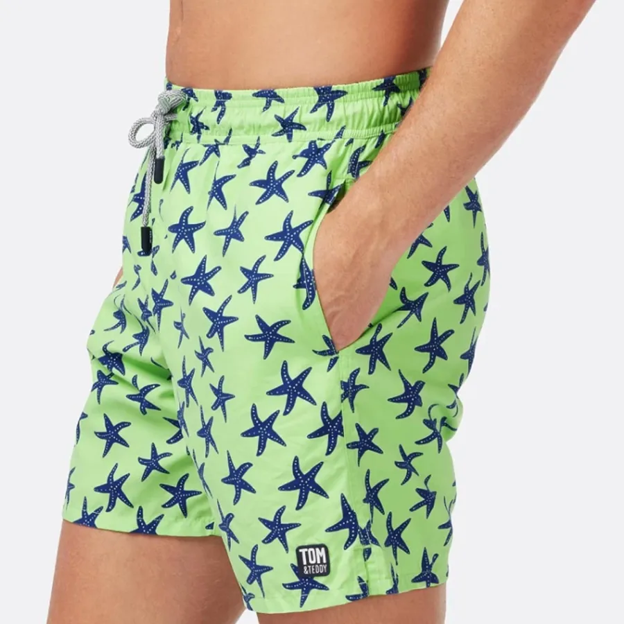 Tom & Teddy Starfish Men Swim Shorts STFGB - Fresh Green & Blue