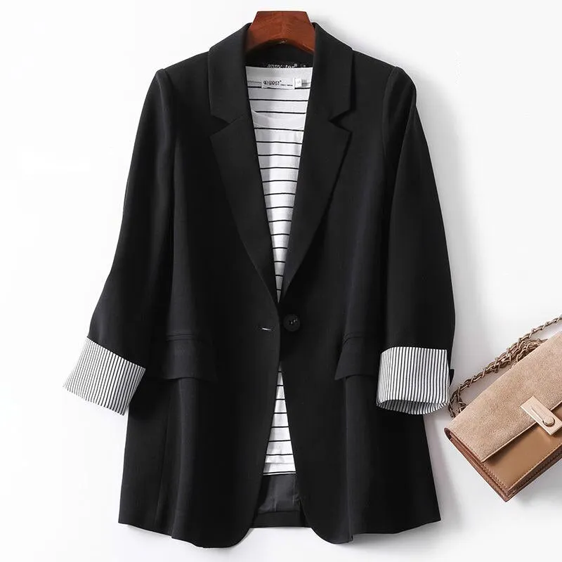 Trendy Patchwork Loose Fit Single Button Blazer
