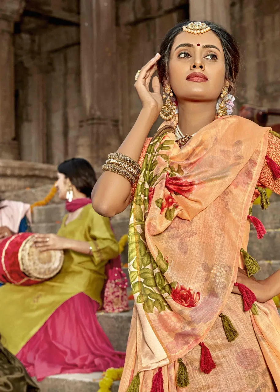 Triveni Launched Tasveer Cotton Linen Printed Casual Wear Sarees