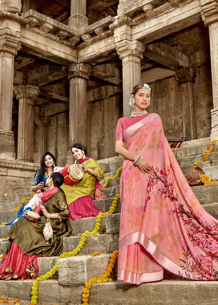 Triveni Launched Tasveer Cotton Linen Printed Casual Wear Sarees