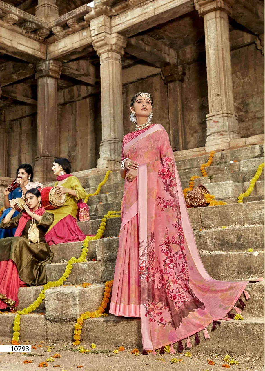 Triveni Launched Tasveer Cotton Linen Printed Casual Wear Sarees