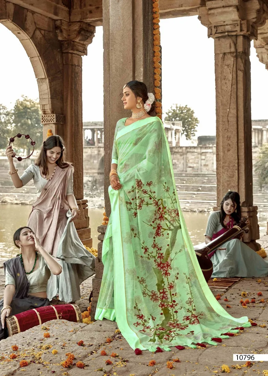 Triveni Launched Tasveer Cotton Linen Printed Casual Wear Sarees