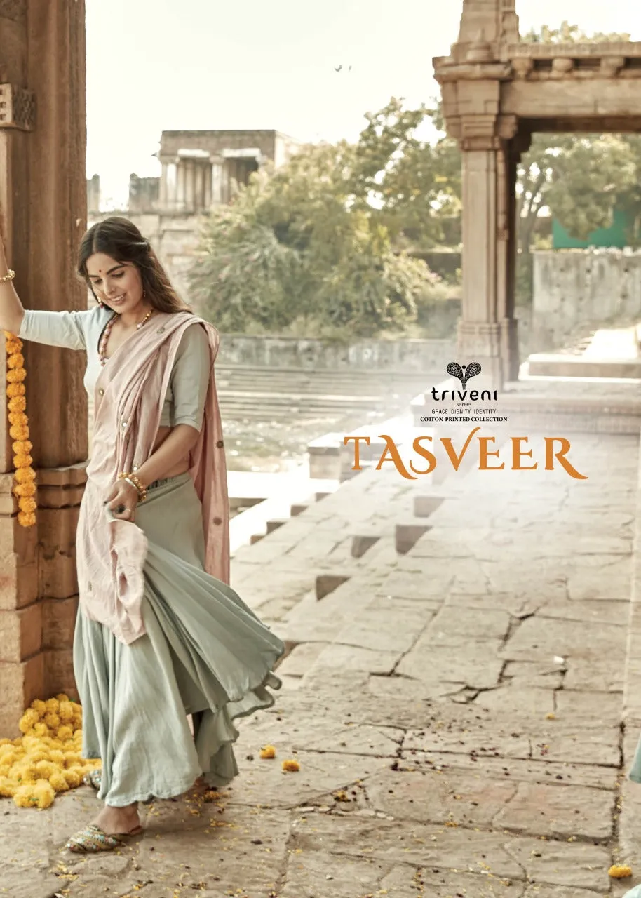 Triveni Launched Tasveer Cotton Linen Printed Casual Wear Sarees