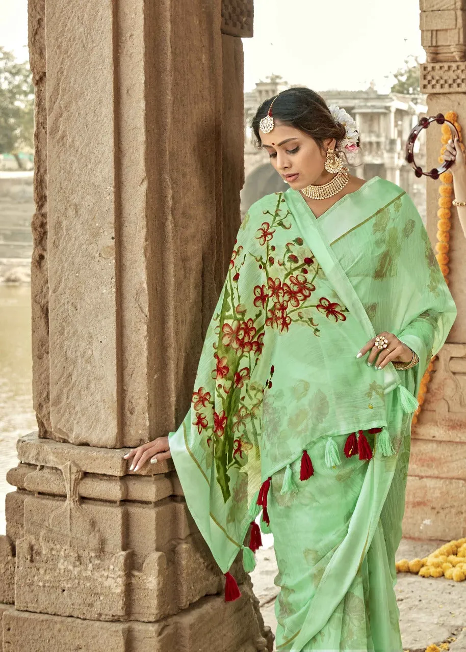 Triveni Launched Tasveer Cotton Linen Printed Casual Wear Sarees