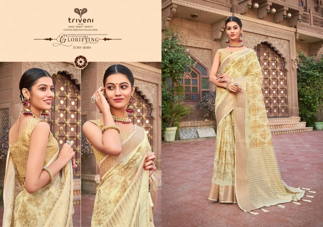 Triveni Presents Navrangi Cotton Printed Casual Wear Sarees Collection