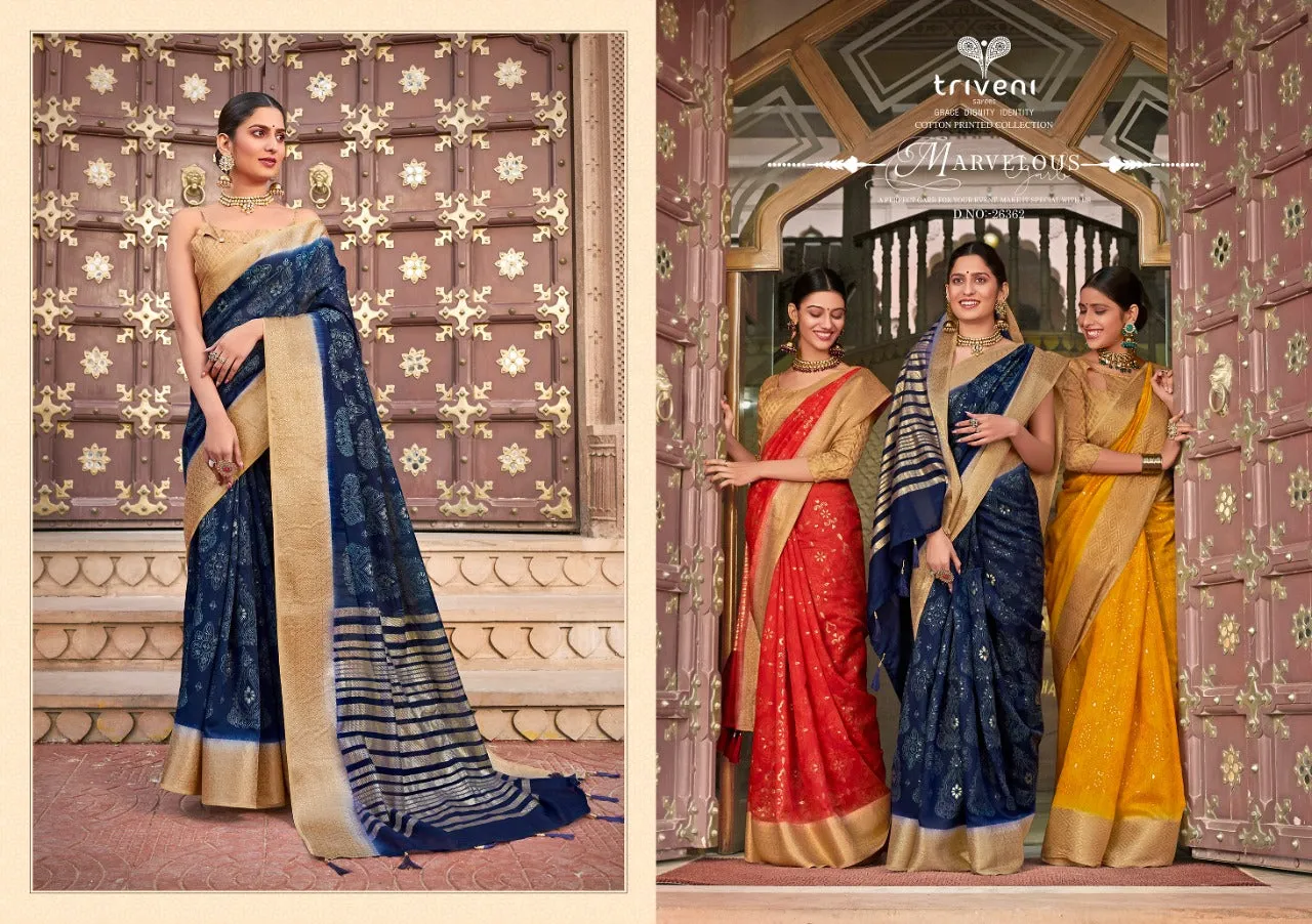 Triveni Presents Navrangi Cotton Printed Casual Wear Sarees Collection