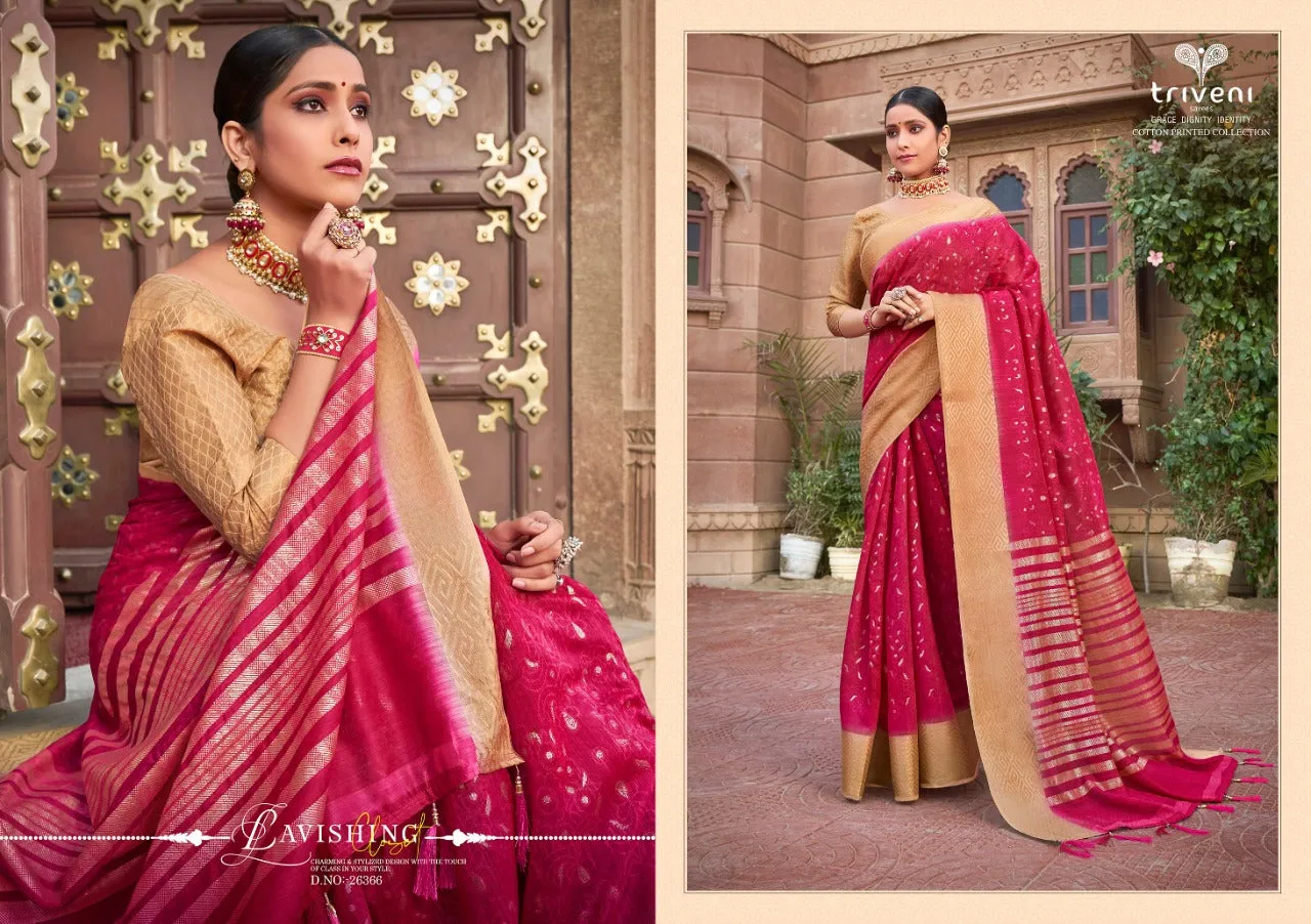 Triveni Presents Navrangi Cotton Printed Casual Wear Sarees Collection