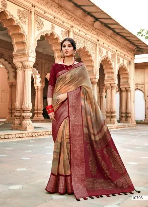 Triveni Presents Prem Ratan Cotton Linen Printed Casual Wear Sarees