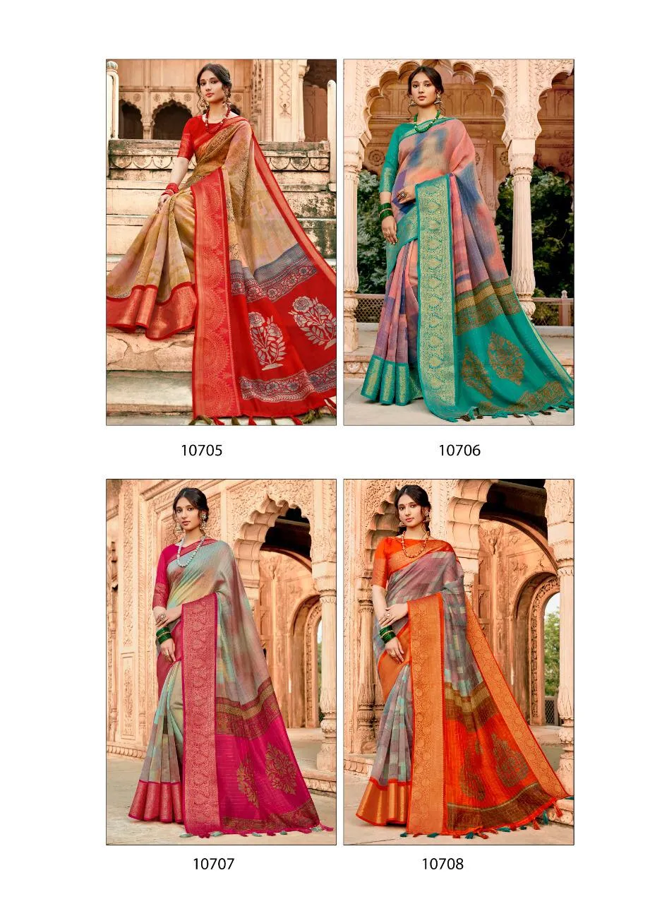 Triveni Presents Prem Ratan Cotton Linen Printed Casual Wear Sarees