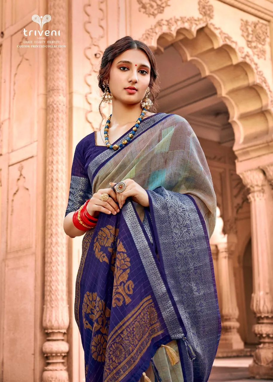 Triveni Presents Prem Ratan Cotton Linen Printed Casual Wear Sarees