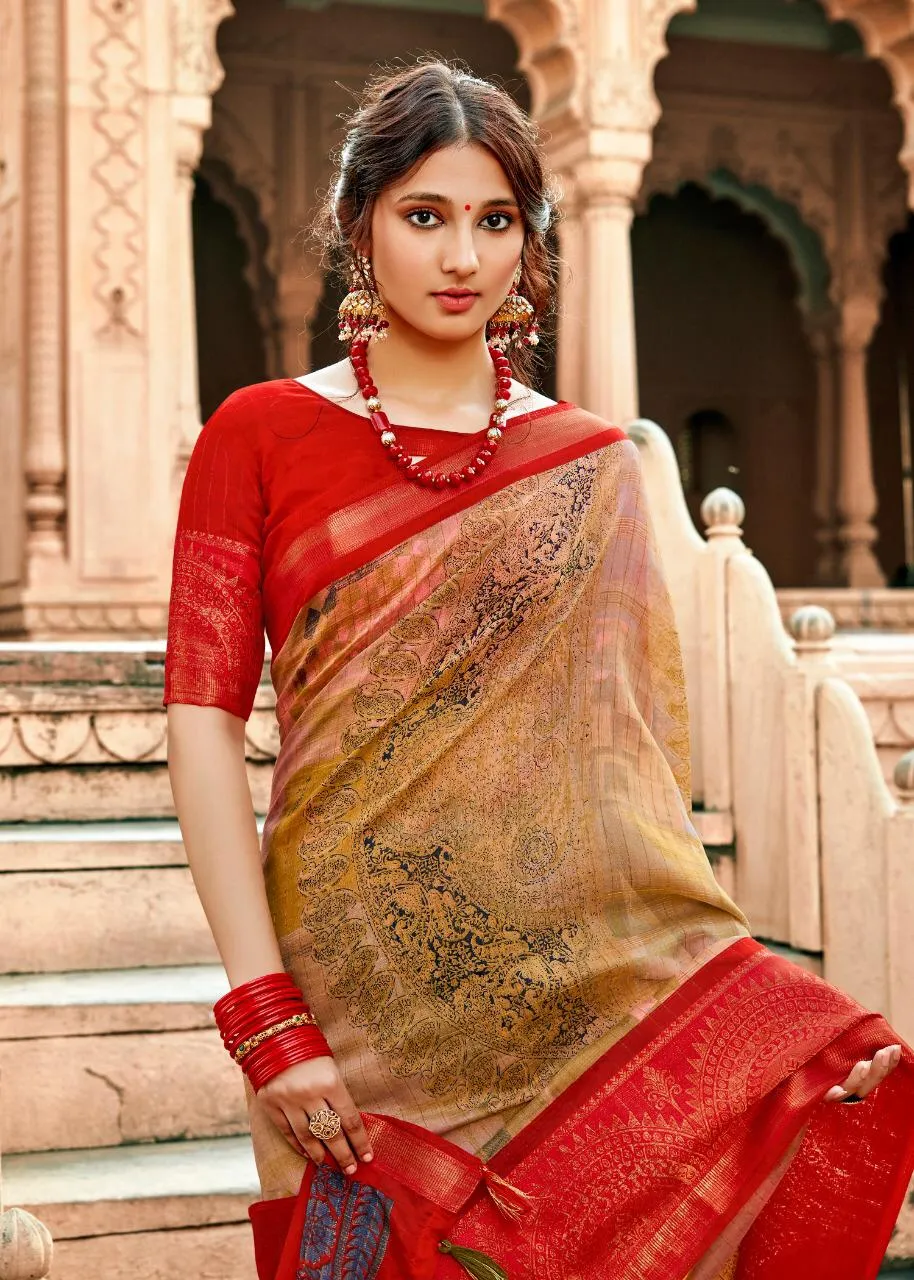 Triveni Presents Prem Ratan Cotton Linen Printed Casual Wear Sarees