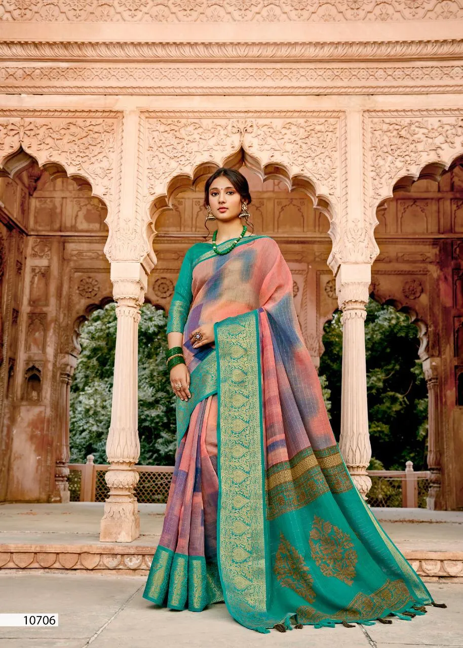 Triveni Presents Prem Ratan Cotton Linen Printed Casual Wear Sarees