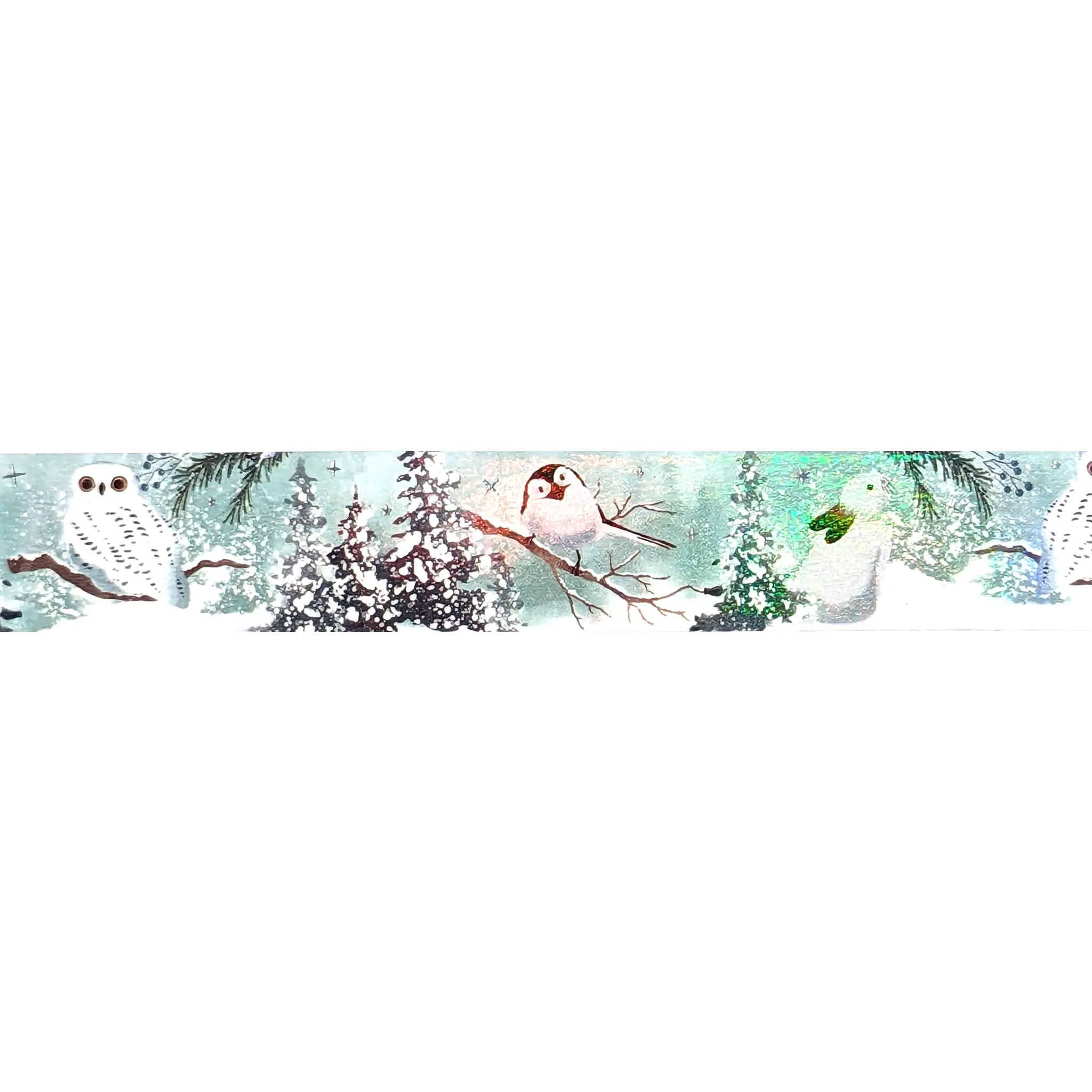 Whispering Pines Woodland Fauna washi (15mm   silver foil / iridescent overlay)