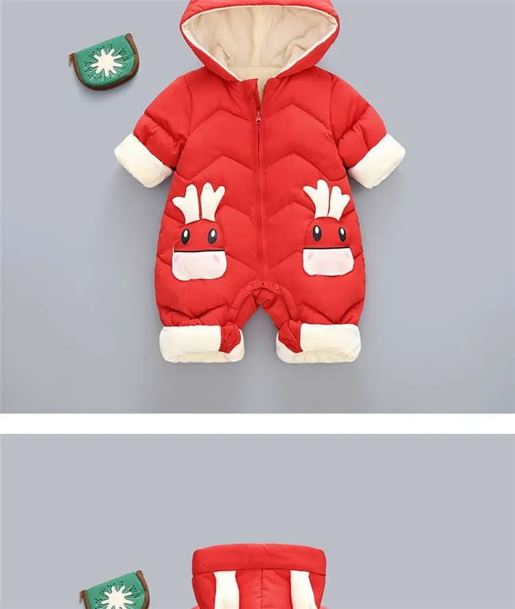Winter New born Baby Boy Girl Velvet Jumpsuit Romper Toddler Coat