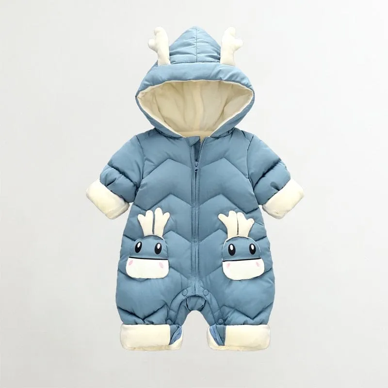 Winter New born Baby Boy Girl Velvet Jumpsuit Romper Toddler Coat