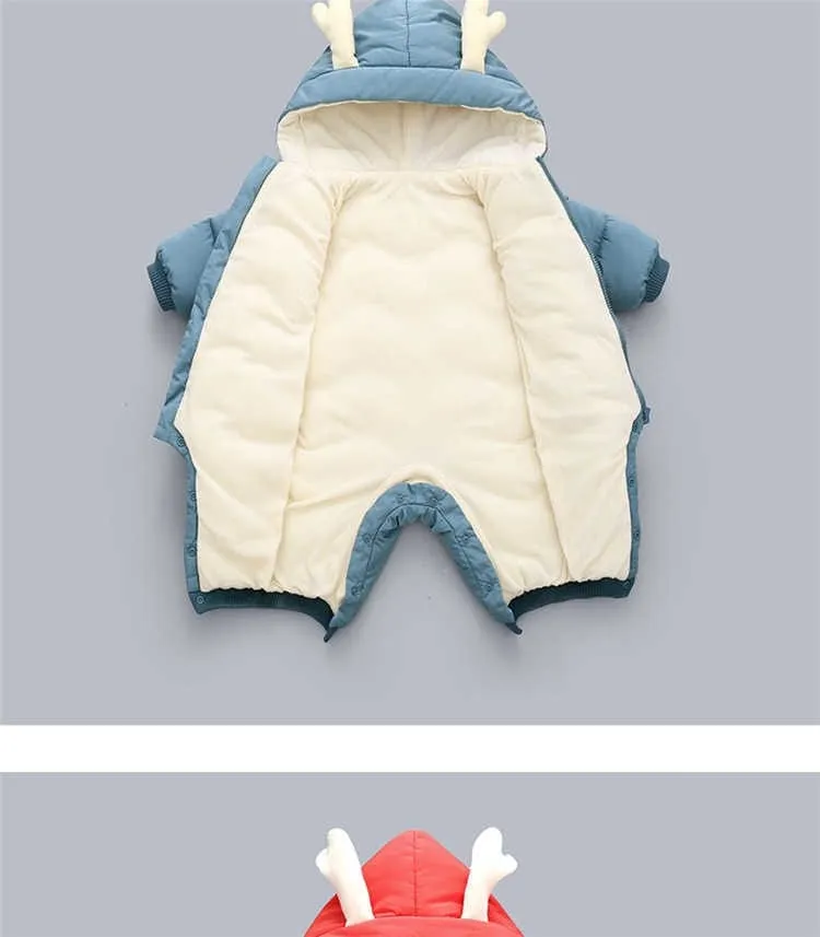 Winter New born Baby Boy Girl Velvet Jumpsuit Romper Toddler Coat