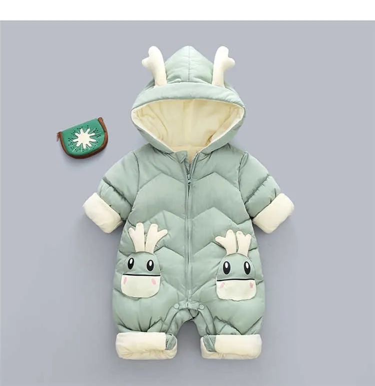 Winter New born Baby Boy Girl Velvet Jumpsuit Romper Toddler Coat