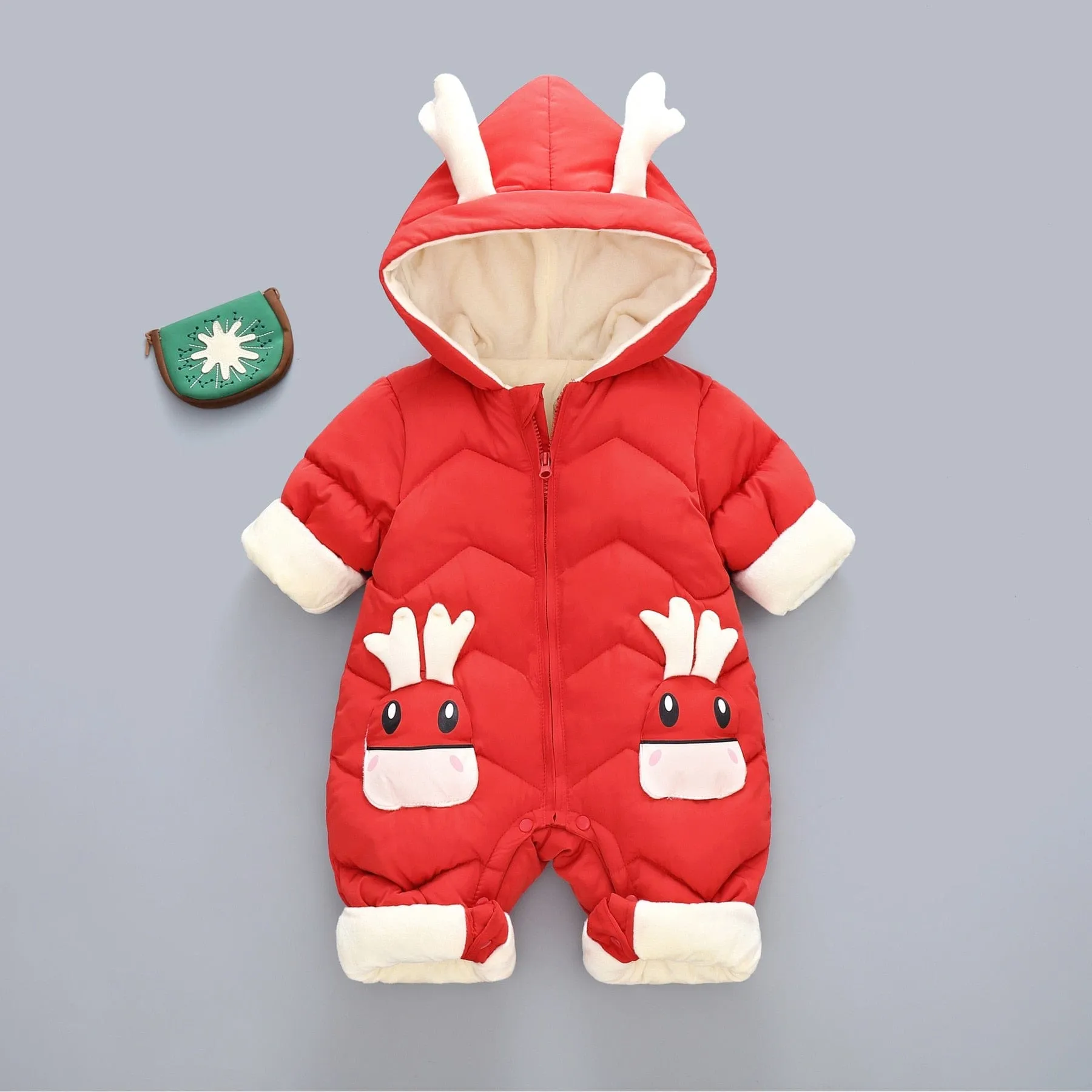 Winter New born Baby Boy Girl Velvet Jumpsuit Romper Toddler Coat
