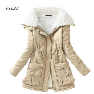 Winter Parkas Medium-long Plus Size Women Thickness Cotton Overcoat