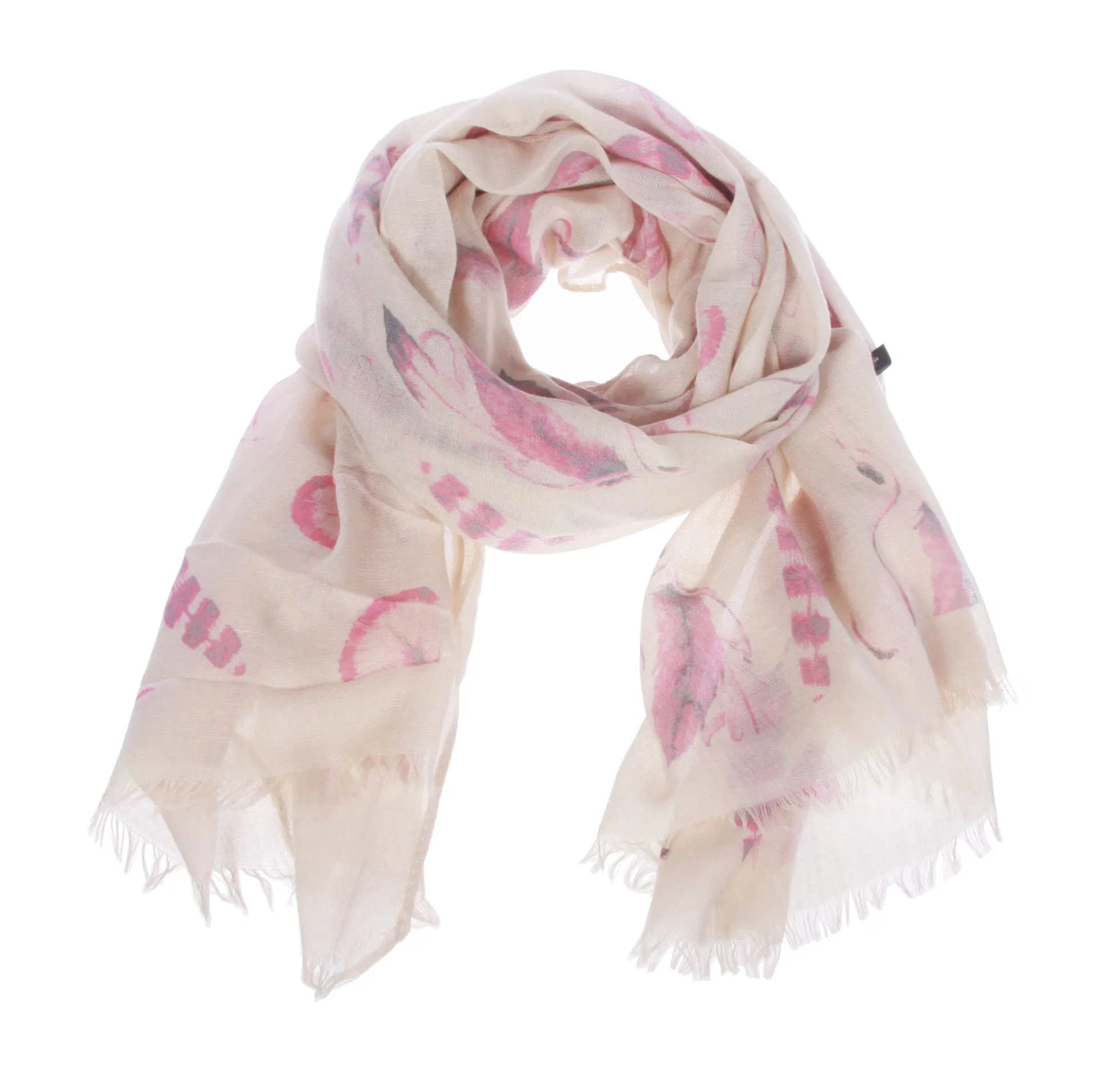 Womens Feather Pattern Light Weight Wide Shawl Wrap Cotton Scarf