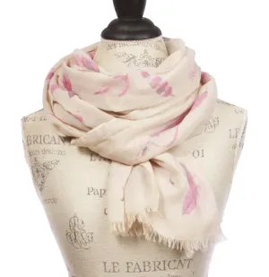 Womens Feather Pattern Light Weight Wide Shawl Wrap Cotton Scarf