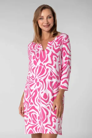 Women's Oceanside Tunic Dress | Tulip Pink Abstract Spring