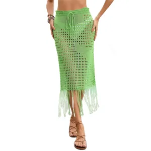 YESFASHION Bikini Tassel Seaside Blouse Skirt Knitted Skirt Women